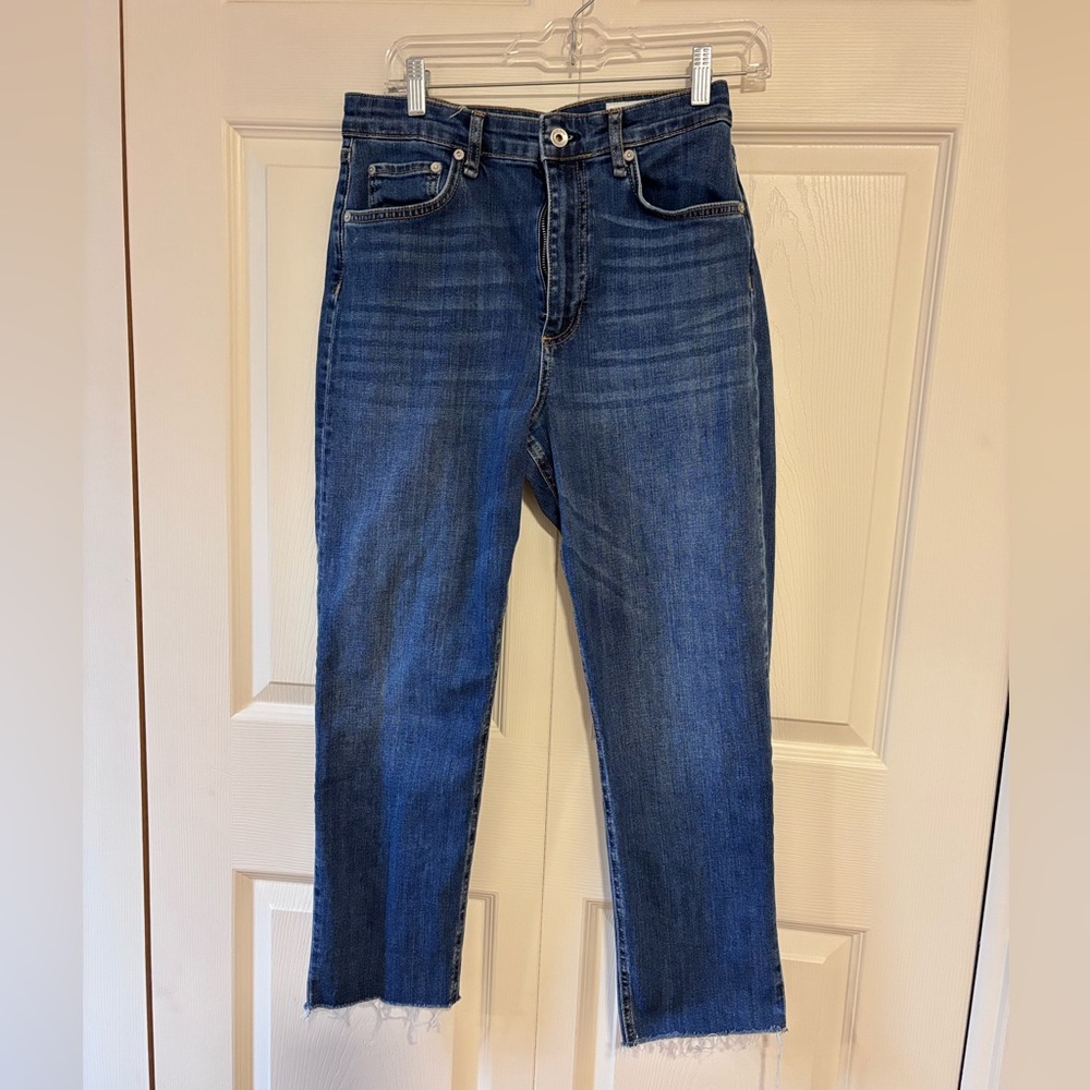 rag & bone Raw-Hem Nina High-Rise Ankle Cigarette Jeans Denim Sz 30